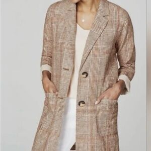 J. Jill Oversized Plaid Linen Blend Blazer Harper (S) NWT